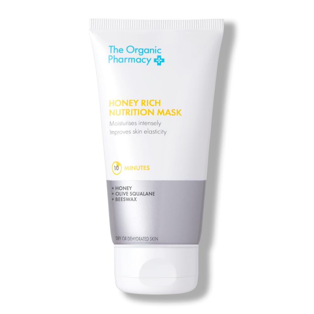 The Organic Pharmacy Honey Rich Nutrition Mask, 60ml - Firm and Moisturise Dry Skin, With Honey, Olive Squalane, Beeswax, Organic 13.1%, Natural 93.3%
