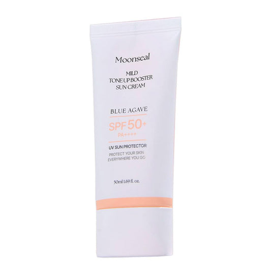 [Moonseal] Mild Tone up Booster SUN CREAM SPF 50+ Super UV Moisturiser for Face, Long Duribility for 12hours, Sun Cream for all Skin Types, Contains natural PHAs from blue agave 50ml