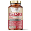 Time Health Acerola Cherry Extract Capsules - Natural & Wholefood Vitamin C - UK Manufactured - Zero Stearates or Flow Agents (120 Capsule)