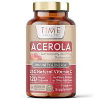 Time Health Acerola Cherry Extract Capsules - Natural & Wholefood Vitamin C - UK Manufactured - Zero Stearates or Flow Agents (120 Capsule)