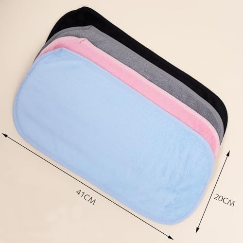 Luxiremi 4 Pack Make Up Remover Cloth, 40 * 20 CM Flannel Face Cloth Face Wipes for Sensitive Skin Make Up Removing(Black+Pink+Blue+Grey)