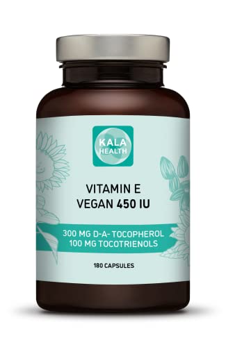 Kala Health Vitamin E 450 IU 400mg Tocopherol + Tocotrienol Vitamin E Vegan - Alpha Tocopherol + All 4 Tocotrienols – Alpha Tocotrienol + Beta Tocotrienol + Delta Tocotrienol and Gamma Tocotrienol
