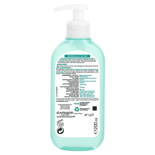 Garnier Natural Aloe Extract Gel Wash Normal Skin, 200 ml [Packaging may vary]