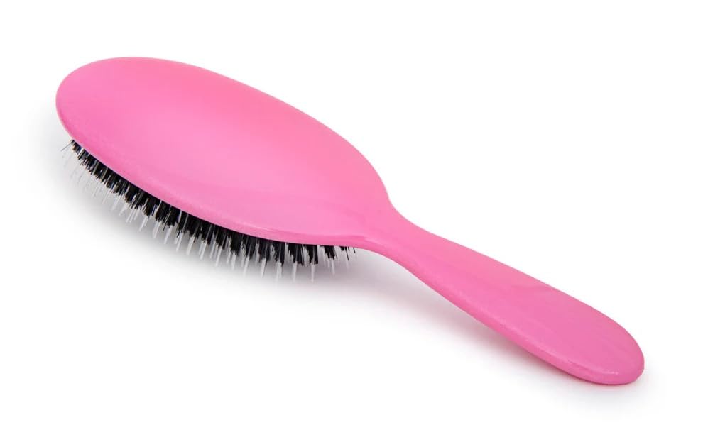 Rock & Ruddle Soft White Natural Boar Bristle Hairbrush for Babies and Young Children | Perfect for Fine Hair Detangling and Smoothing - Tickled Pink