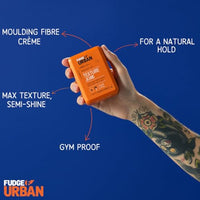 Fudge Urban Texture Junk, Texturizing Hair Cream, Flexible Medium Hold Hair Styling Product, Mouldable Clay with Natural Hold, Hair Cream for Men, 70 g