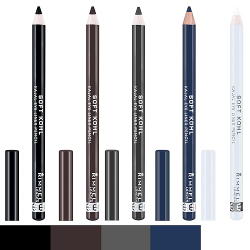 Rimmel Soft Kohl Kajal Professional Eyeliner Pencil, Intense Long-Lasting Colour, Up to 12 Hours Wear, Smudge Proof, 1.2 grams,