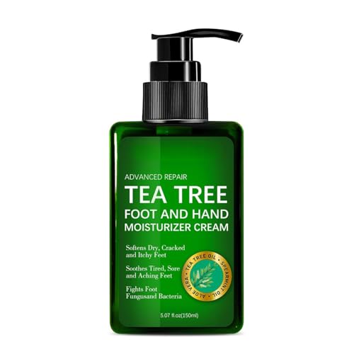 ISBEAUSOLS Tea Tree Oil Foot and Hand Cream 150ML, Foot Cream For Very Dry Feet, Cracked Heel Repair Cream, Tea Tree Cream, Intensive Moisturizer Heel Balm For Cracked Heel,Softens Feet&Hand&Knee