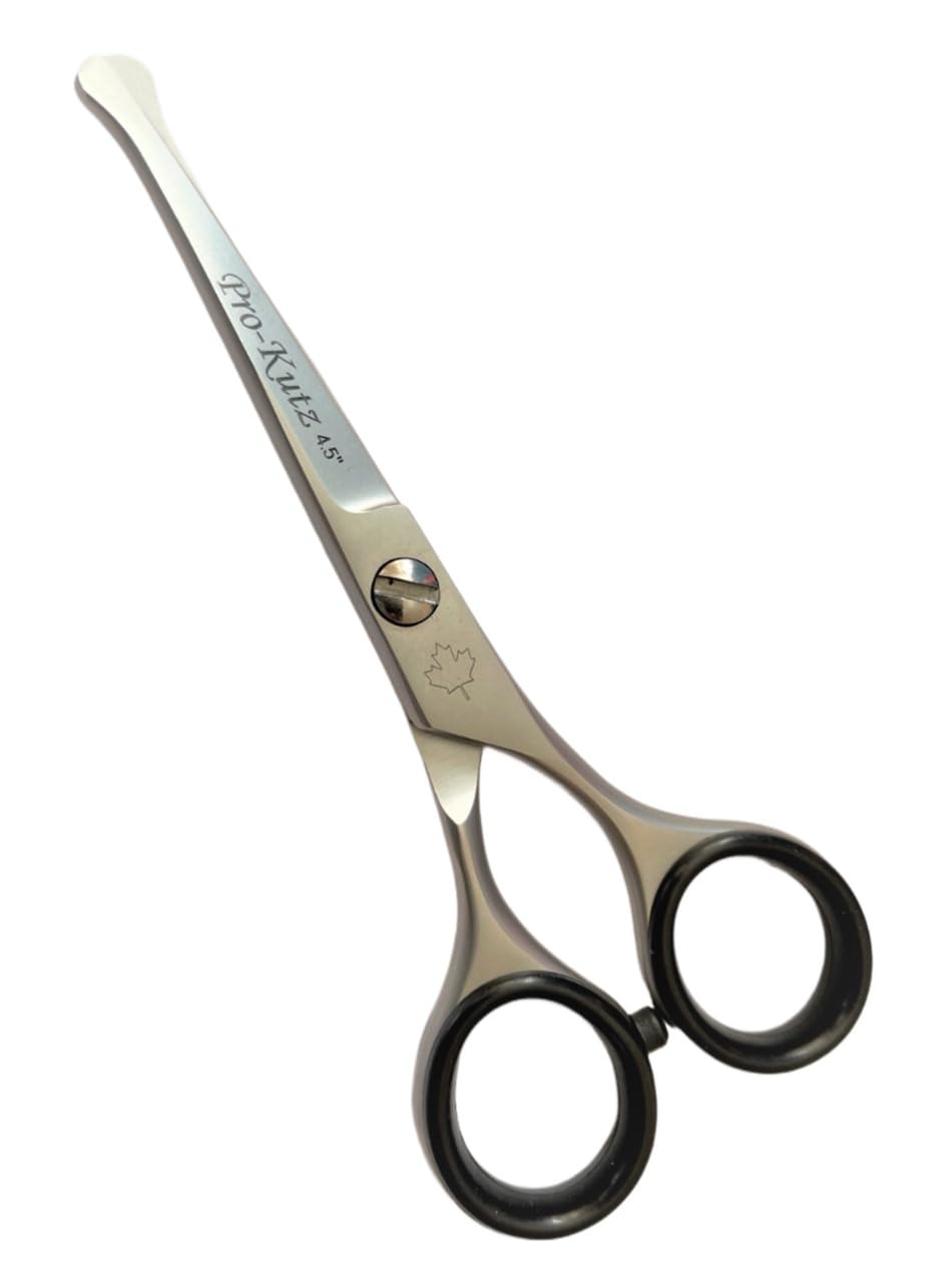 Pro-Kutz Scissors Pro-Kutz Beard Scissors Professional Moustache Scissors Ear and Nose Hair Trimming Scissors Stainless Steel, Safety Use for Eyebrows, Eyelashes, and Ear Hair 4.5 inches with Free Pouch