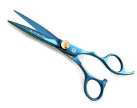 Sanguine Offset Hair Scissors for Hairdressers and Barbers, Suitable for All Hair Cutting, Japanese Convex Blades - 5.75 inch, Blue
