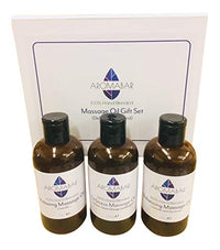 Aromabar Relaxing Massage Oil Gift Set (3 x 125ml) Relaxing (Lavender), De-Stress (Lavender, Orange & Bergamot) and Balancing (Lavender & Geranium) Boxed Destress and Unwind