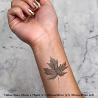 Azeeda 4 x 'Maple Leaf' Temporary Tattoos - Water Resistant, Skin-Safe, Non-Toxic Transfers, Mixed Sizes (TO00084570)