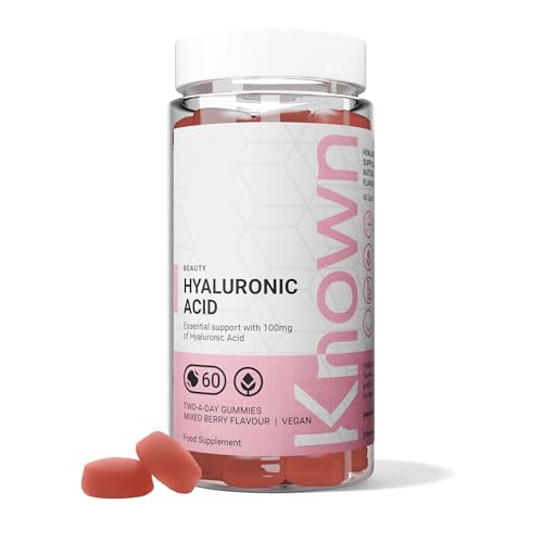 Known Delicious Hyaluronic Acid Gummies - 100mg of HA - Supports Skin Hydration - Natural Mixed Berry Flavour - 60 Vegan Gummies, 1 Month Supply