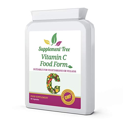 Supplement Tree Vitamin C Food Form 60 Capsules | Natural Ingredients Acerola Cherry, Blackcurrant, Rosehip Extract, Parsley Leaf, Elderberry | Vegans & Vegetarians Friendly