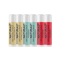 Bee Natural 100% Natural Moisturising Lip Balm - Multi Flavour (Peppermint, Coconut Vanilla, Strawberry) Pack of 6