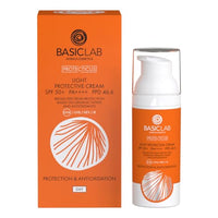 BasicLab Lightweight Protective Emulsion Sun Protection SPF50+ Light Consistency 50 ml for Children and Adults, Women and Men, High Sun Protection