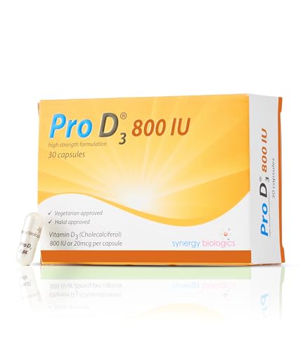 Pro D3 800 IU - Vitamin D3 (30 Capsules) Vegetarian | Made in The UK | Free from Alcohol, Crustaceans, Dairy, Egg, Gelatine, Gluten, Nut, Peanut, Salt, SOYA | Suitable for Halal & Kosher Diets