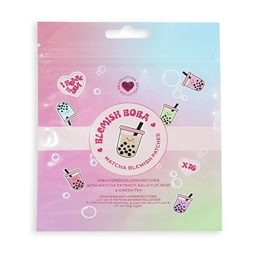 Revolution Beauty London I Heart Revolution Bubble Tea Salicylic Blemish, Patches, Small & Mighty With Salicylic Acid & Green Tea To Soothe Skin, Vegan & Cruelty-Free
