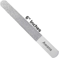 Awans Diamond Deb Nail File, Double Sided Diamond Dust Coating. 6 Inches Reusable Stainless Steel (Nail File - 1)