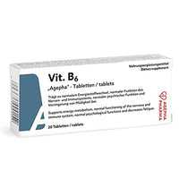 Vitamin B6 by AGEPHA Pharma | 20mg Pyridoxine Tablets | Vitamin B6 Deficiency Tablets for Diabetics and Pregnant | Specially Micronized for Easy Intake | 20 Tablets | Highest Grade EU Quality