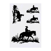 Azeeda 4 x 'Cowboy On Horse' Temporary Tattoos - Water Resistant, Skin-Safe, Non-Toxic Transfers, Mixed Sizes (TO00055447)