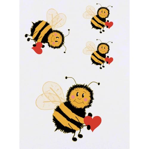 Azeeda 4 x 'Cartoon Bee' Temporary Tattoos - Water Resistant, Skin-Safe, Non-Toxic Transfers, Mixed Sizes (TO00058794)