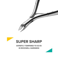 Rui Smiths Cuticle Nippers, Professional, Stainless Steel, Spanish Handle, Box Joint, Matte Chrome Plated, Single Spring (4mm Jaw/Quarter Jaw)