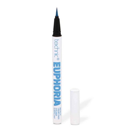 Technic Euphoria Metallic Liquid Liner - Highly Pigmented - Long Lasting - Brush like Tip for Ultimate Precision 0.8ml (Blue)