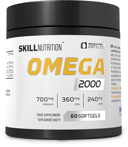 Skill Nutrition Omega 2000-60 softgels | 2000 mg Omega-3 Fish Oil | 800 mg EPA + 400 mg DHA per Serving | Ultra-Pure | No Fishy Aftertaste | Supports Heart, Brain, Vision