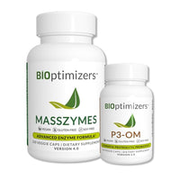 BiOptimizers MassZymes Digestive Enzymes (120 Capsules) and P3-OM Probiotic & Prebiotic (60 Capsules) Supplement Bundle