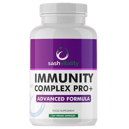 Immunity Complex Pro+ – Immune System Support Supplement with Vitamin D3-120 Capsules - Zinc, Elderberry, Iron, B12, C, Turmeric, Selenium, Garlic, Probiotics & More – Vegan