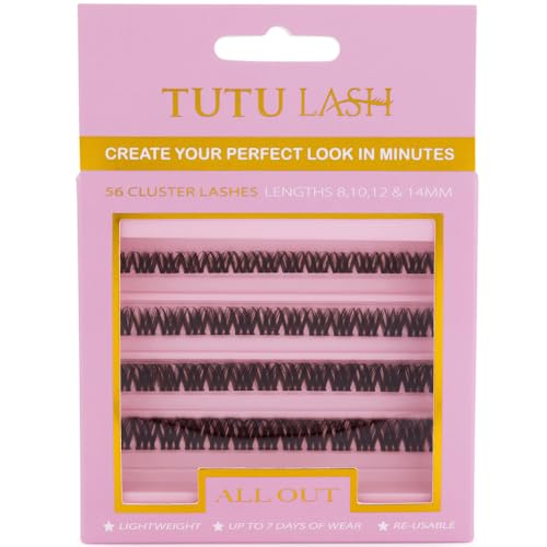 TUTU LASH Tutu Lash Caramel Lashes Brown DIY Cluster Lashes ALL OUT 56 x cluster lashes self application easy to apply lashes lash cluster box re-usable vegan (All Out Brown Cluster Lashes)