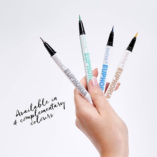 Technic Euphoria Metallic Liquid Liner - Highly Pigmented - Long Lasting - Brush like Tip for Ultimate Precision 0.8ml (4Pc Bundle)