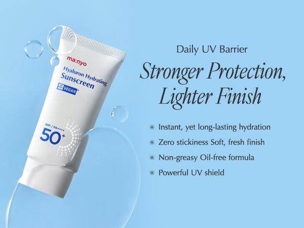 ma:nyo Hyaluron Hydrating Sunscreen 50ml (1.69 fl oz) SPF 50+ Lightweight, Vegan, Wide Spectrum UV Protection (Sunscreen (50ml))