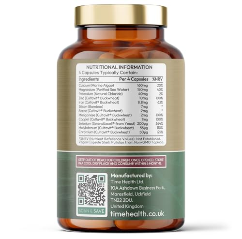 Time Health Daily Multi Mineral - Natural Source & Plant-Derived - Contains Ionic and Trace Minerals - Zero Additives - UK Manufactured - Pullulan (180 Capsule Bottle)
