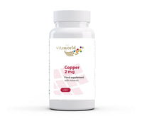 Vita World Vita world Copper 2 mg l Copper Gluconate l high bioavailability l Vegan l 1 Year Supply - 365 Tablets