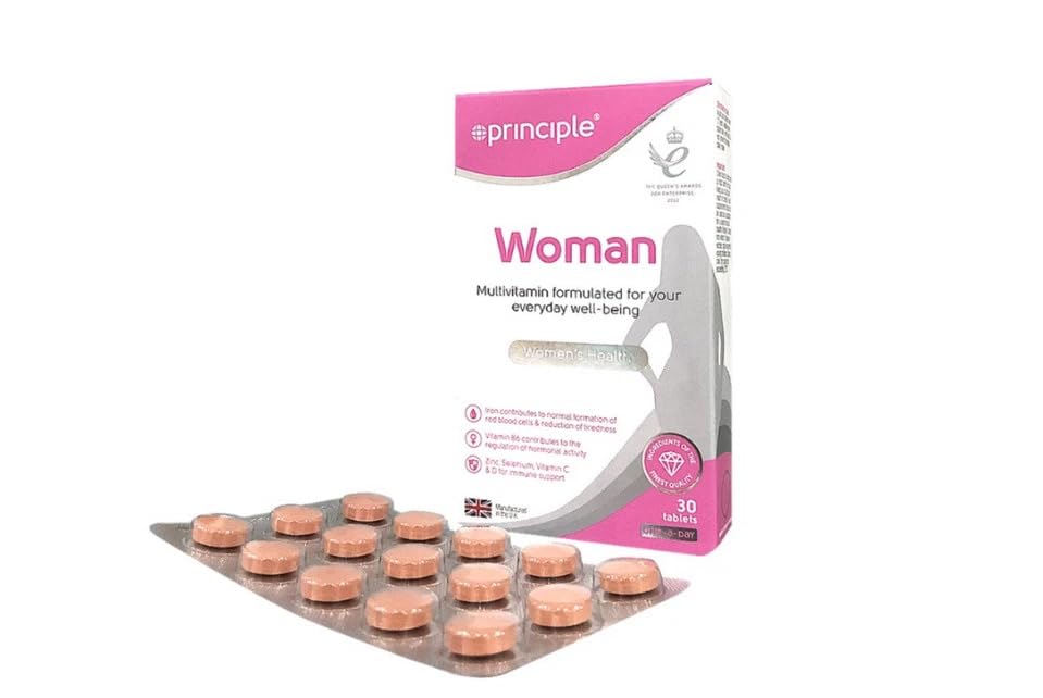 MGL Principle Woman Multivitamin – 30 Tablets | One-A-Day Supplement for Women | with Iron, Folic Acid, Vitamin D & B12 | Supports Energy, Immunity & Hormonal Balance | Made in The UK