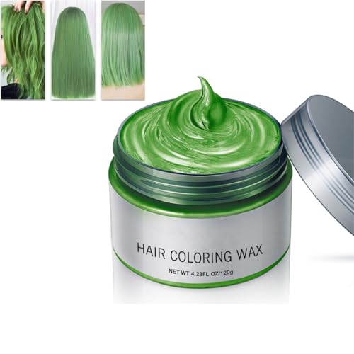 Pakivs Green Hair Colour Wax,Temporary Hair Dye,Instant Hairstyle Cream Dye,Disposable Coloring Mud Natural Matte Hairstyle for Party,Cosplay,Masquerade,Nightclub,Halloween