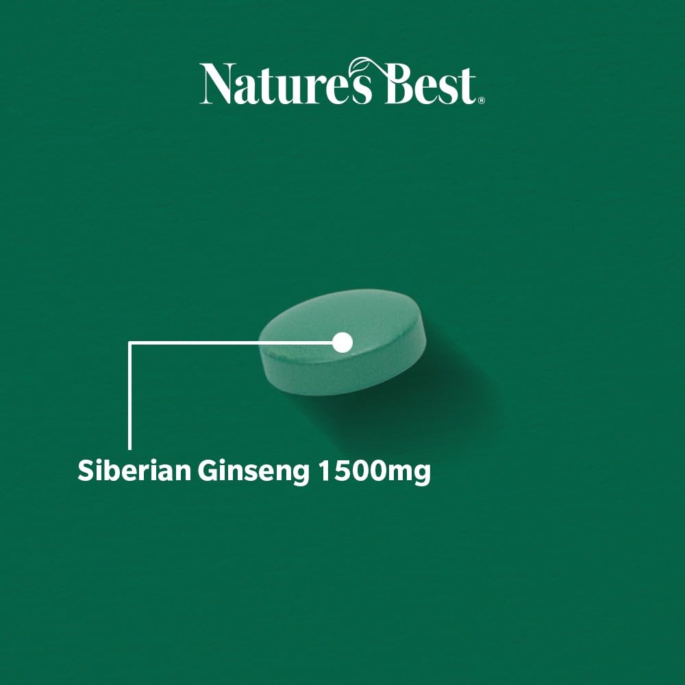 NATURE'S BEST Nature's Best Siberian Ginseng 1500mg - Highly Researched Adaptogen - UK Made - 60 Tablets (2 Months' Supply)