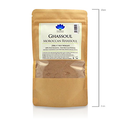 Innovative Naturopathics Rhassoul Clay - Detox, Hair & Face Mask for Deep Pore Cleansing - 250g - Ultra Pure Moroccan Ghassoul