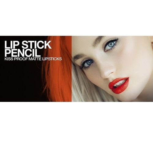Kiss proof matte lipstick pencil shade 4. Soft long stay lipstick pencil with integrated lid sharpener