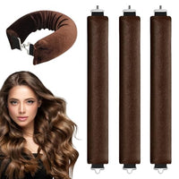 Dilara Hair Rollers for Long Hair - Set of 3 for Heatless Curls & Blowout Waves - Heat Free Overnight Use - Soft Velvet Hair Roller for Sleeping for Gentle Curls without Heat (Black, Set of 3)