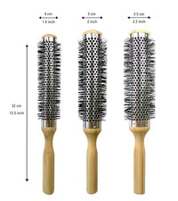 Tredoni 60mm Round Long Round Thermal Hairbrush - Blow-Dry Aluminium Barrel, Lightweight Bamboo Handle (60 mm)