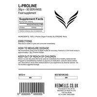 L-Proline Powder REDWELLS Collagen Production No Additives GMO Free - 50g Pack