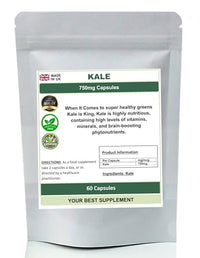 Your Best Supplement Kale Capsules 750mg 100% Natural (Pure no additive or fillers) Superfood, Detox (60)