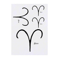 Azeeda 4 x 'Aries Zodiac Symbol' Temporary Tattoos - Water Resistant, Skin-Safe, Non-Toxic Transfers, Mixed Sizes (TO00068496)