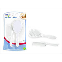 Newborn Baby Infant Care Hair Brush & Comb Set First Steps 0m+ White