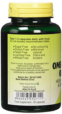 Health Plus Omega Flaxseed Oil 1000mg Omega-3, Omega-6 & Omega 9 Supplement - 90 Capsules