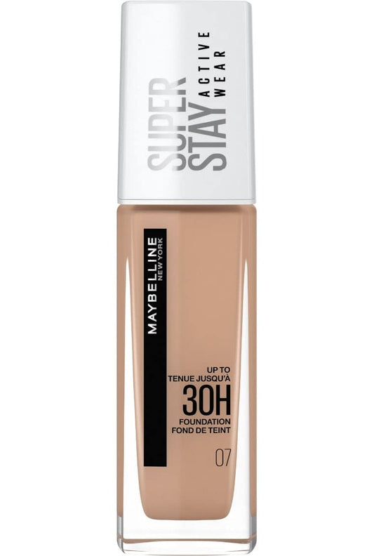 Maybelline New York Foundation, Superstay Active Wear 30 Hour Long-Lasting Liquid Foundation, Lightweight Feel, Water, Sweat and Transfer Resistant, 30 ml, Shade: 07, Classic Nude