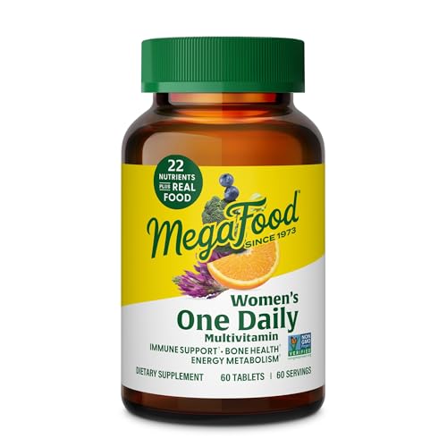 MegaFood Womens Multivitamin One Daily - Multivitamin for Women - Vitamin C, Vitamin D, Iron & B Vitamins - Bone, Energy Metabolism & Immune Support - Vegetarian, GlutenFree - 60 Tablets, 60 Servings