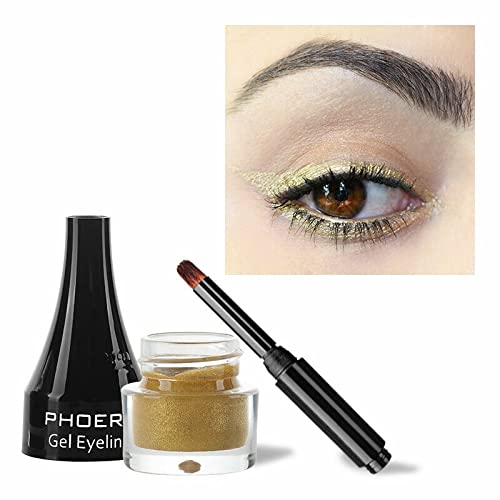 Phoera PHOERA GEL EYELINER LONG LASTING WATERPROOF SMUDGE PROOF 24H MAKEUP 10 SHADE UK (205 GOLD)